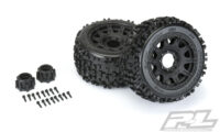 Pro-Line Badlands 3.8" All Terrain Tires Mounted for 17mm MT Front or Rear, Mounted on Raid Black 8x32 Removable Hex 17mm Wheels - Image 3