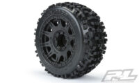 Pro-Line Badlands 3.8" All Terrain Tires Mounted for 17mm MT Front or Rear, Mounted on Raid Black 8x32 Removable Hex 17mm Wheels - Image 4