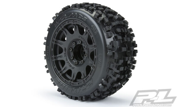 Pro-Line Badlands 3.8" All Terrain Tires Mounted for 17mm MT Front or Rear, Mounted on Raid Black 8x32 Removable Hex 17mm Wheels - Image 4
