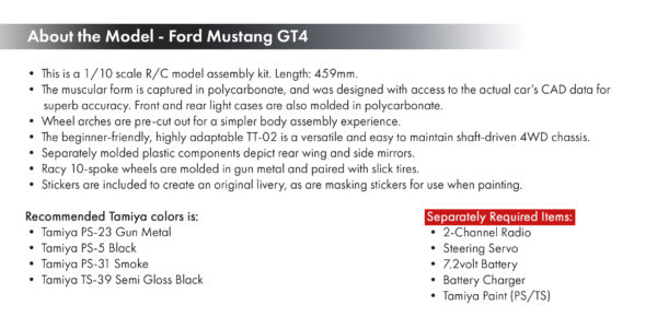 Tamiya Ford Mustang GT4 1/10 (TT-02) - Image 7