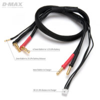 Charging Lead 4/5mm 2S CAR LiPo to 4mm Bullets 12AWG 500mm - Image 2