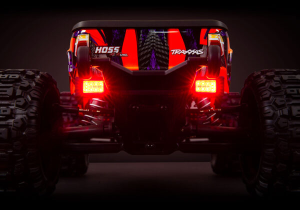 9095-hoss-4x4-light-kit-installed-rear-view LED light set, complete (includes front and rear bumpers with LED lights, 3-volt accessory power supply, and power tap connector (with cable) (fits #9011 body) - Image 4