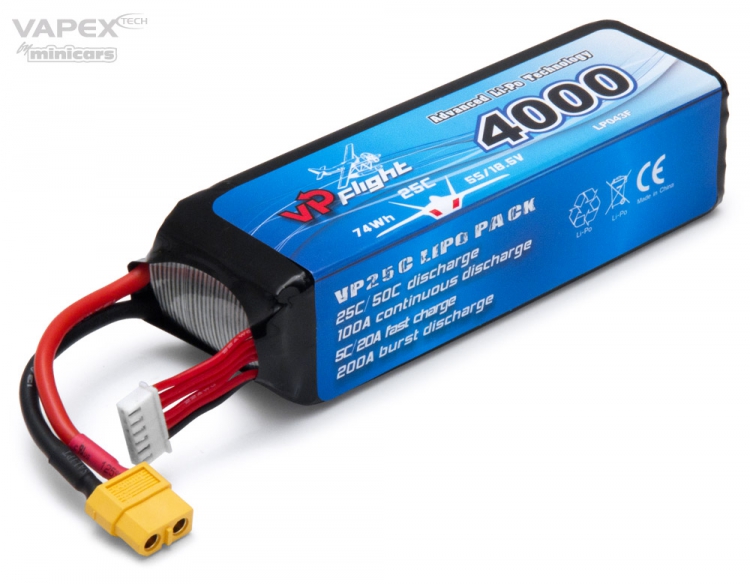 Batterie Lipo 2S 7,4V 1300mAh -T-Plug (71x33x14mm) - VPLP013FD