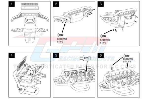 GPM Front Bumper Stainless Steel with LED lights for TRX-4m - Image 3