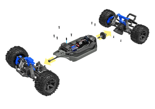 67164-4-2S-Rustler4x4-modular-chassis Traxxas Rustler 4x4 Brushless (BL-2s), Sinine (ilma aku ja laadijata) - Image 15