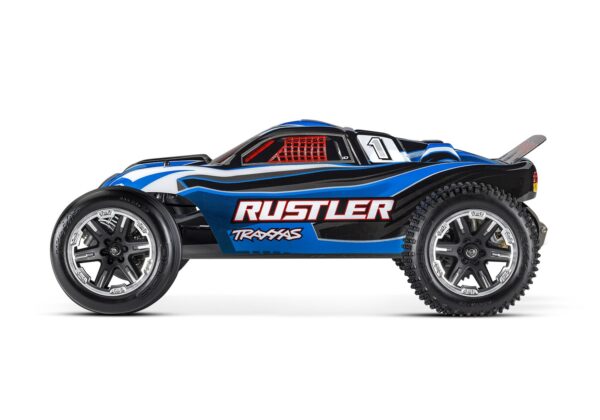 37054-8-Rustler-BLU-Side Traxxas Rustler 2WD LED Sinine (aku ja USB-C laadijaga) - Image 5