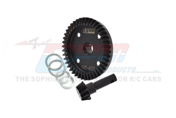 SLE1200S-BK GPM Racing Steel Diff Bevel Gear 43T & Pinion Gear 10T for Traxxas Sledge - Image 1