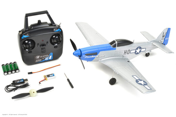 EZ-029_D08 EZ-Wings Mini P-51 Mustang Sinine RC lennuk, RTF, 450mm - Image 9