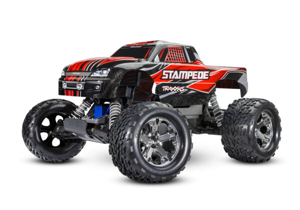36054-8-Stampede-3qtr-Front-RED Traxxas Stampede 2WD RTR Punane (koos aku ja USB-C laadijaga) - Image 1