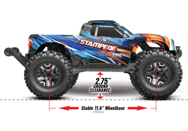 90376-4-Stampede-4x4-VXL-Wheelbase-Diagram Traxxas Stampede 4x4 VXL TSM Green - Image 11