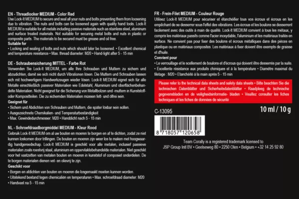 Lock-it 200 - Screw Fix - Medium - Red - 10gr - Image 5