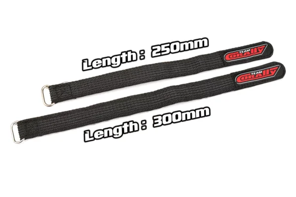 Pro Battery Straps - 300x20mm - Metal Buckle - Silicone Anti-Slip Strings - Black - 2 pcs - Image 4
