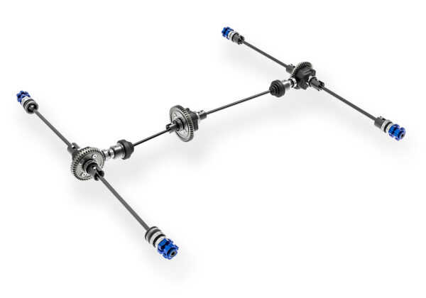 95096-4-Complete-Driveline-2764 Traxxas Sledge 1/8 Truggy with Belted Tires Blue - Image 26