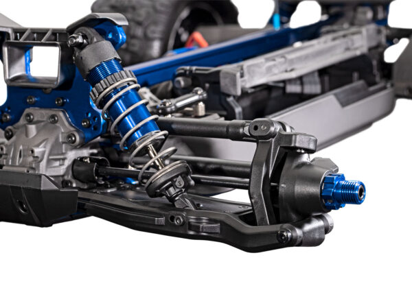 95096-4-Sledge-DETAIL-Shock Traxxas Sledge 1/8 Truggy with Belted Tires Blue - Image 42