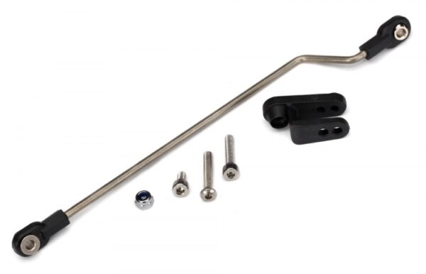 TRX5781.jpg Rudder pushrod, assembled/ servo horn/ 3x18mm BCS (stainless) (1)/ 3x15mm CS (stainless) (1)/ 3x6mm CS (stainless) (1)/ NL 3.0 (1) - Image 1