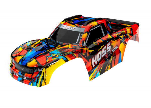 TRX9011R.jpg Body, Hoss® 4x4 VXL, Solar Flare (painted, decals applied) (assembled with front & rear body mounts and rear body support for clipless mounting) - Image 1