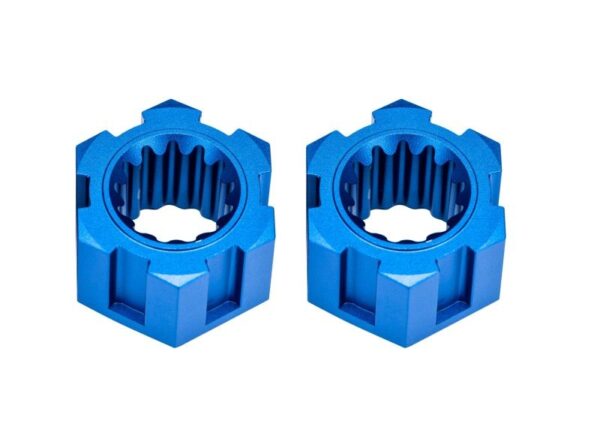 TRX10954-BLUE.jpg Wheel hubs, hex, front (6061-T6 aluminum, blue-anodized) (2) - Image 1