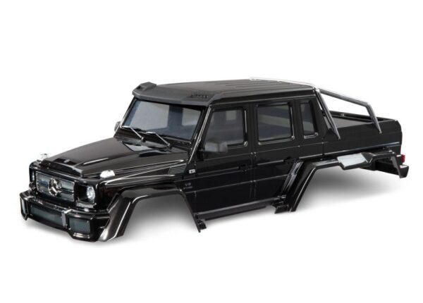 TRX9129-BLK.jpg Body, Mercedes-Benz® G 63®, complete (gloss black metallic) (includes grille, side mirrors, door handles, windshield wipers, & clipless mounting) (requires #8080X & 8828X inner fenders) - Image 1