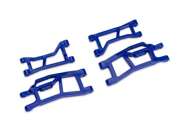 TRX10725-BLUE.jpg Suspension arms, front (upper left (1)/ upper right (1)/ lower left (1)/ lower right (1)) (blue) (for use with #10790 Mini Maxx® WideMaxx® suspension kit) - Image 1