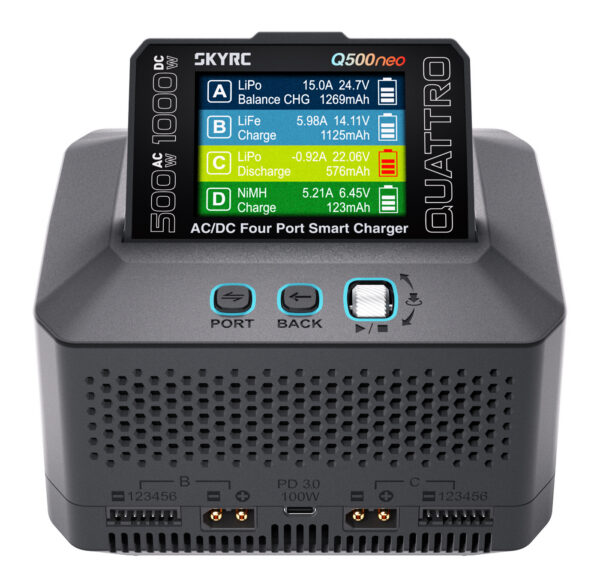SkyRC Q500neo neljane laadija 1-6S 1000W AC/DC - Pilt 3