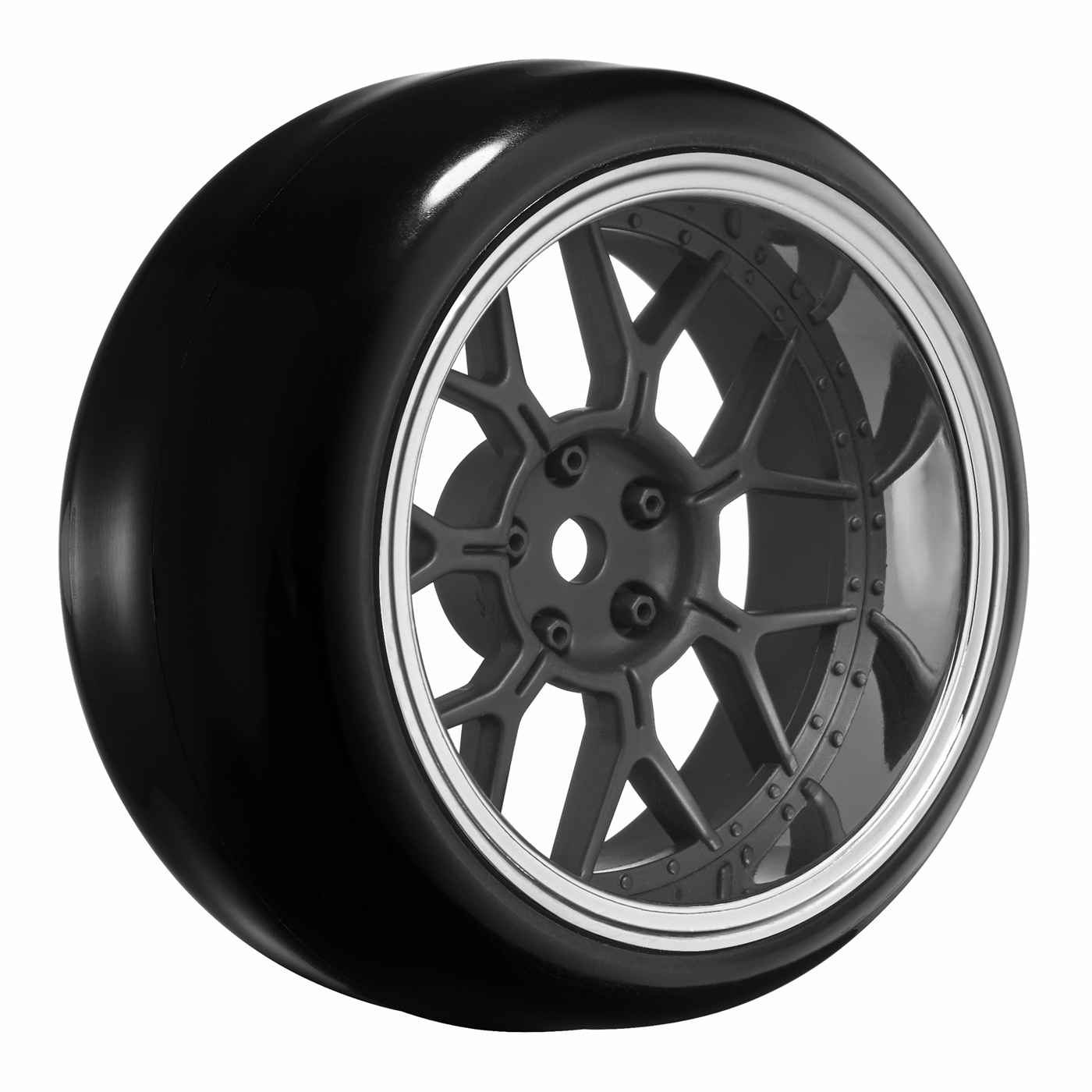 d19b4bd1-5361-4820-939b-08f09ad4e3c8.jpg Tires & Wheels Drift / 14-Spoke Matte Black (2,4,6,8mm Offset) 12mm Hex (4) - Image 1