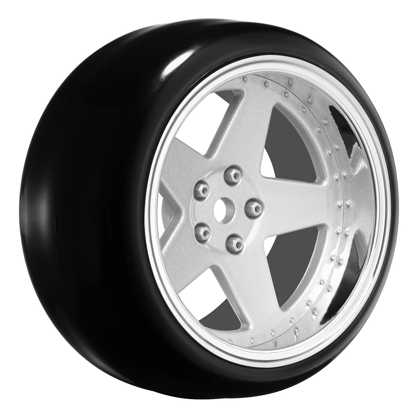 ec966902-76a0-43d2-9de3-550d7e904dad.jpg Tires & Wheels Drift / 5-Spoke Matte Silver (2,4,6,8mm Offset) 12mm Hex (4) - Image 1